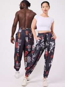 Resim Superbluemexico Unisex Sokak Tarzı Baskılı Bürümcük Spor Şalvar Pantolon 