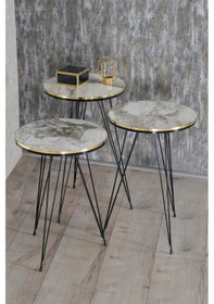 Resim Zigon Sehpa Ve Orta Sehpa Kr Set Siyah Tel Ayak Çift Altın Efes Diğer 