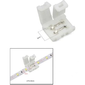 Resim Tek Renk 8 Mm Şerit Led Birleştirme Aparatı Lehimsiz 2 Pin 10 Adet 