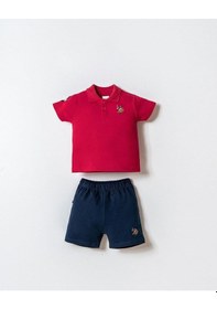 Resim U.s. Polo Assn Erkek Bebek 2 Li Şort T-şhirt Takım Kırmızı-2349 Kırmızı 
