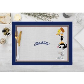 Resim Adawall Home That's All Folks Kumaş Amerikan Servis 4'lü Set 35x5 Çok Renkli 