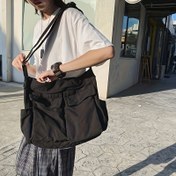 Resim Siyah Polyester Retro Çanta, Fermuar Kapatma, Çoklu Cep, Elde Yıkama veya Profesyonel Kuru Temizleme, Rahat Seyahat için 