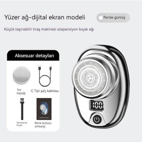 Resim Yeni Mini Erkek Tıraş Makinesi Ev Seyahat Mini Sakal Bıçağı Şarj Taşınabilir Elektrikli Tıraş Makinesi 2202 Parlak Gümüş Yüzer Bıçak Net 27 Yaprak Kafa 