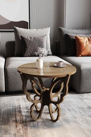 Resim FAYMEND Kelebek Motifli Fiskos - Yan Sehpa Acık Ceviz 