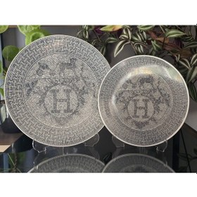 Resim Konyax Pasta Ve Servis Tabağı Set 6 Kişilik 12 Parça Honey Gri Çok Renkli 