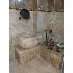 Resim Dekorizen Traverten Kavun Dilimli Mermer Kurna 