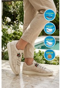 Resim Voyager Ekru Hakiki Deri Anatomik Kadın Casual Ayakkabı Z096 Z 