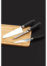 Resim Nishev Mastercut 3'lü Şef Bıçağı Seti - Küçük / Orta / Büyük Boy Siyah 