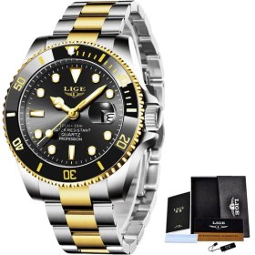 Resim Hanyang Gül Altın Siyah Lıge Erkek Saatler Üst Marka Lüks Erkek Kol Saati Tam Çelik Kuvars Izle Spor Su Geçirmez Erkek Saat Relogio Masculino (Yurt Dışından) 