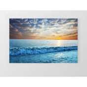 Resim Deniz Çerçeve Kıyıya Vuran Dalgalar ve Gün Batımı Tablosu-Çerçevesiz - 40 x 60 