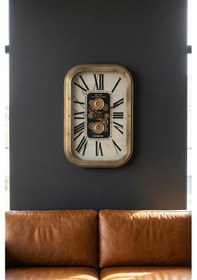 Resim Acar Dekoratif Çarklı Duvar Saati Krem - 63 Cm Krem 