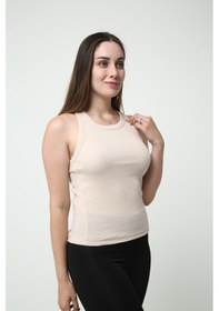 Resim Vanschendel Kadın Krem Fitilli Halter Yaka Örme Atlet - Günlük Kullanım Için Rahat Ve Şık Üst 