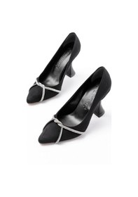 Resim No8 Home K-10 Siyah Süet Günlük Sarmal Taşlı Topuklu Kadın Ayakkabı Çok Renkli 