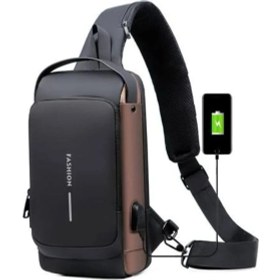 Resim Deer Home USB Şarj Portlu Kilitli Erkek Omuz ve Göğüs Çantası - Su Geçirmez Seyahat ve Günlük Kullanım Fashion 