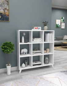 Resim Bofigo Küp Kitaplık 9 Bölmeli Raflı Kitaplık Kare Kitaplık Kütüphane Beyaz 