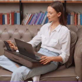 Resim Vigo Wood Taşınabilir Minderli Laptop Notebook, Tablet Ve Telefon Bölmeli, Yatak Ve Kucak Sehpası-LS021 