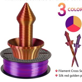 Resim Kingroon Pla Silk Üçlü Renk Filament-kırmızı Altın Mor-1.75mm-1kg 