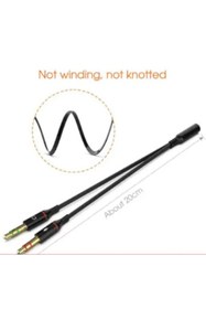 Resim Platon Siyah Kulaklık Ses Mikrofon Dönüştürücü Çoklayıcı 