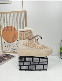 Resim Günlük Kadın Kar Botu Kürklü Bağcıklı Fermuarlı Rugan Rahat Yüksek Kalın Tırtıklı Taban Bootie 77546 Bej Rugan Bej 