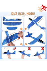 Resim Genel Markalar 2li Set Çocuk Oyuncak Köpük Uçak El Planörü Elle Atılan Eğlenceli Kopuk Uçak 