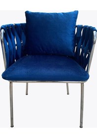 Resim Evimeaksesuar Sarmaşık Tekli Sandalye & Berjer Metal Nikel Kaplamalı-Kadife 