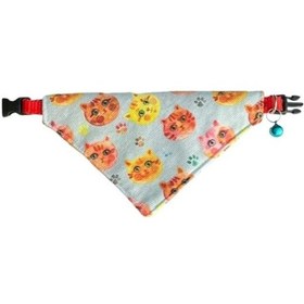 Resim Cocopet Kedi Desenli Ayarlanabilir Fular Bandana Kedi Tasması 