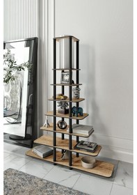 Resim Sierras Raflı Lambader Meşe Siyah 