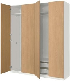 Resim PAX gardırop, beyaz-meşe görünümlü, 200x60x236 cm 