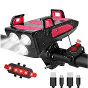 Resim Usb 4000mah Far, Ön Işık Ve Taşınabilir Güç Kırmızı Hoparlör 