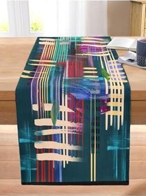 Resim RealHomes Yağlı Boya Abstract Desenli Özel Tasarım Dijital Baskılı Modern Dikişli Raşel Örme Runner 