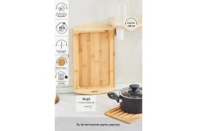 Resim Feyza Design Doğal Bambu Çok Amaçlı Nihale, Sunum ve Kesme Tahtası Seti 