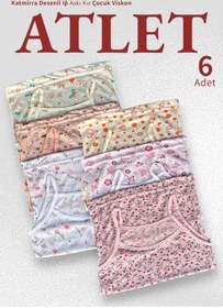 Resim Katmirra 6'lı Viskon Kız Çocuk Ip Askılı Desenli Atlet 
