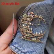 Resim Vintage Akrilik Ay Kitaplığı Broş Pin - Kitaplar ve Mantarlar ile Eğlenceli 2D Düz Tasarım, Ceketler, Kazaklar, Eşarplar ve Montlar için İdeal - Günlük Giyim veya Hediye Verme için Mükemmel Moda Aksesuarı 