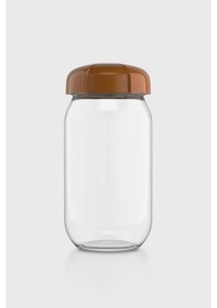 Resim Renga Rhea 1000 Ml Kahve Kapaklı Cam Kavanoz 131012 Kahverengi 