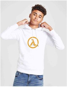 Resim Half Life Logo Baskılı Unisex Çocuk Kapüşonlu Beyaz Sweatshirt 