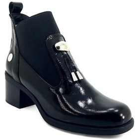Resim Mammamia 1805 Hakiki Deri Günlük Kadın Bot-siyah Rugan Siyah Rugan 