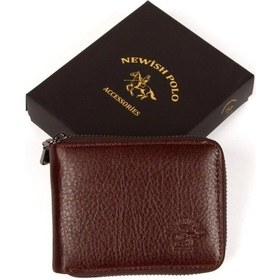 Resim Newish Polo Erkek Hakiki Deri Cüzdan Ve Kartlık - New064 Kahverengi 