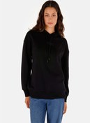 Resim Comfort Fit Kapüşonlu Baskılı Kadın Siyah Sweatshirt Colin's