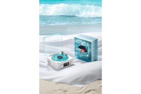 Resim Waves Nostalji Plak Görünümlü Bluetooth Hoparlör 3D Ses Dalgası Retro Müzik Plak Mavi 