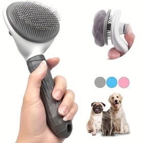 Resim 1 Adet Evcil Hayvan Tüyü Tarak, Kolay Çıkarılabilir Evcil Hayvan Tüyü Temizleme Tek Tıkla Dolaşma Fırçası Kedi Köpek Bakım ve Temizlik Fırçası - Köpekler ve Kediler için Uygun 