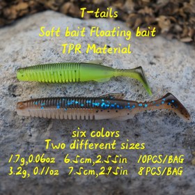 Resim Yüzen TPE Kuyruklu T-tails Yumuşak Balık Yemi - Alabalık ve Levrek için 6.5cm/7.5cm Doğal Yüzme Hareketi, Tatlı/Su Ürünleri İçin - Başlangıçtan Profesyonellere Uygun, Üst Su Av Yemleri, Gerçekçi Tasarım, Esnek Malzeme, Dayanıklı Olta Yemi 