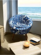 Resim S Home Design Concept Lucca Elips Berjer Mavi Beyaz Desenli Ahşap Ayak 