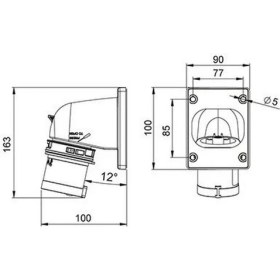 Resim Mete Enerji 406218V 4 x 32A. IP44 Makıne Fişı -Eğik- Vidalı Bağ. 