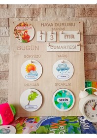 Resim Çocuklar İçin Hava Durumu Takvimi Eğitici Geliştirici Montessori Set 