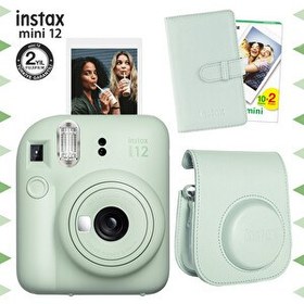 Resim Fujifilm Instax mini 12 Mavi Fotoğraf Makinesi-20'li Film-Laporta Albüm ve Deri Kılıf Seti 