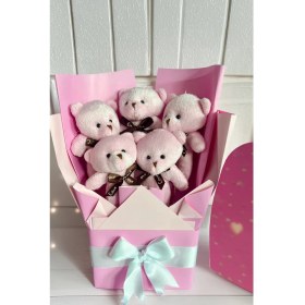 Resim Mezuniyet Hediyesi: Mezun Peluş Ayıcık & Pembe Ayıcık Buketi 