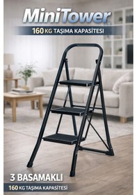 Resim Ertekpa MT3 Minitower Geniş Basamaklı 3 Basamak Merdiven Siyah 