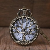Resim Askımo Hayat Ağacı Vintage Retro Hediyelik Köstekli Cep Saati Antika Metal Saat Quartz 