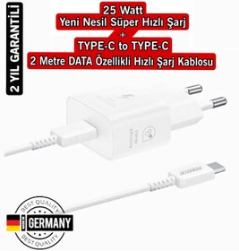 Resim intermax Yeni Nesil Samsung Uyumluep-t2510n Type C Hızlı Şarj Aleti Cihazı (25W) 2m Data Kablo 