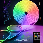 Resim Uzaktan Kumandalı RGB LED Neon Işık Şeridi - Müzik Senkronizasyonu, USB Güçlü, Yumuşak ve Esnek, Kendin Kesilebilir, Çoklu Renk Değiştirme için Yatak Odası, Partiler, Tatiller ve Ev Dekoru, Yatak Odası için Neon Işıklar, Parti Aydınlatması, Canlı Aydınlatma, USB Güçlü Işıklar 